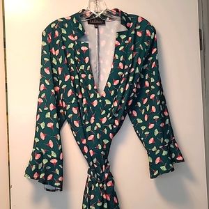 Eloquii Wrap Dress Green Ginkgo Size 16